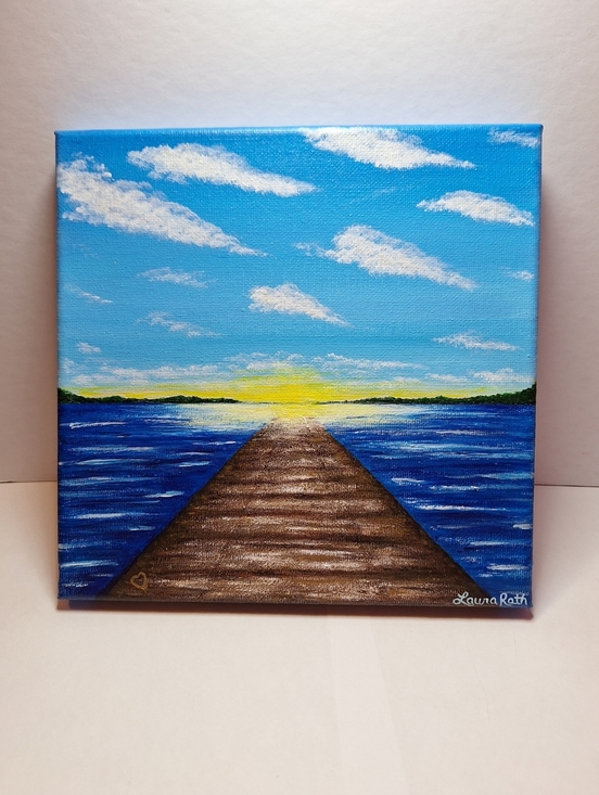 Laura Rath, Artist Other - "Morning On the Lake" Hand-painted Canvas